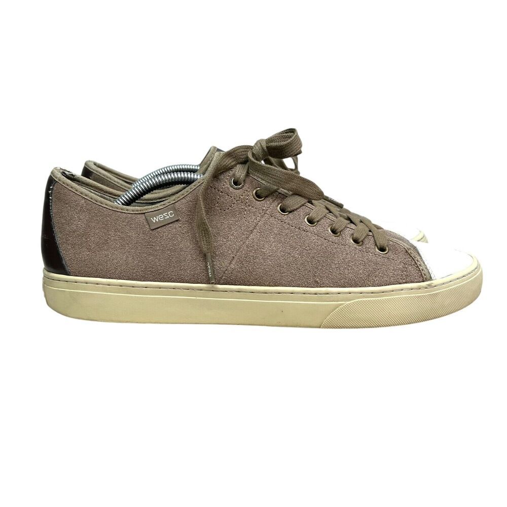 WEZC Mens Sneakers Clive Suede Vamp Low Top Lace Up Walnut Brown Black Sz 12‎